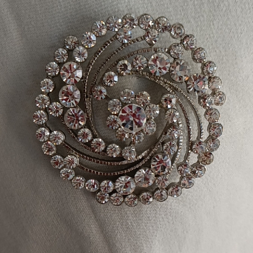 Elegant Silver Crystal Brooch